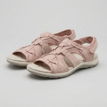 Damen Leder Sandalen | Orthopädische Sommerschuhe mit Verstellbaren Riemen und Ergonomischem Fußbett