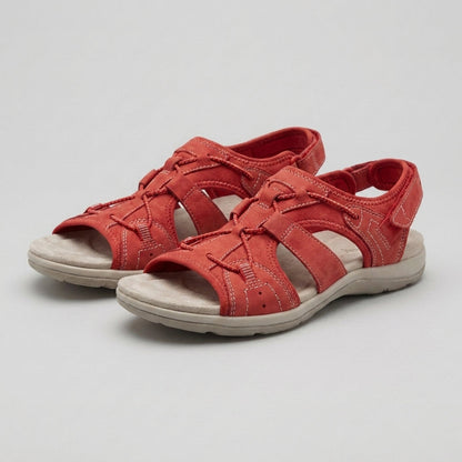 Damen Leder Sandalen | Orthopädische Sommerschuhe mit Verstellbaren Riemen und Ergonomischem Fußbett