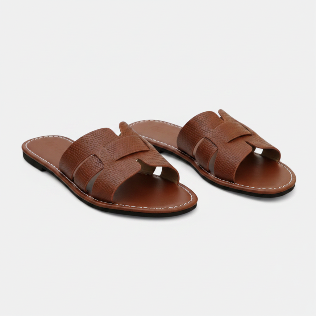 Damen Leder Slide-Sandalen | Bequeme Offene Zehen Sommerschuhe | Vielseitig Und Atmungsaktiv