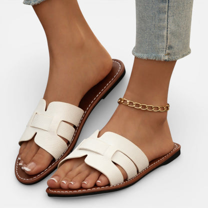 Damen Leder Slide-Sandalen | Bequeme Offene Zehen Sommerschuhe | Vielseitig Und Atmungsaktiv