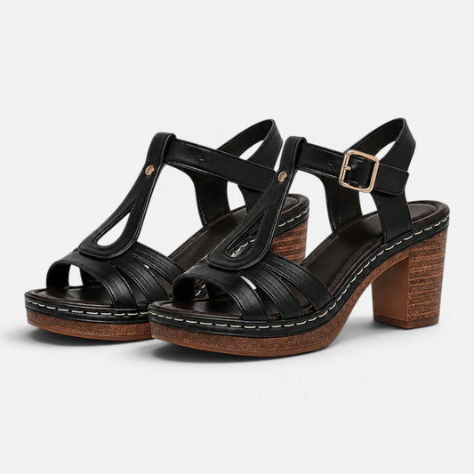Damen Lederoptik Sandalen | Elegante Blockabsatz Sommerschuhe für Stilvolle Outfits
