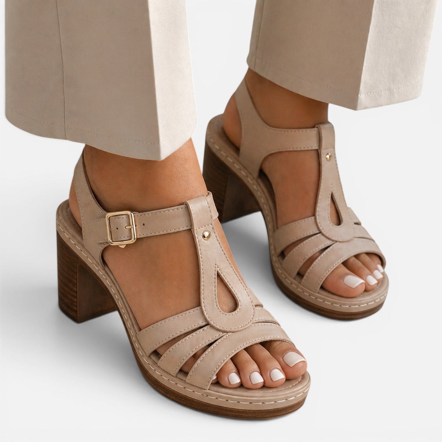 Damen Lederoptik Sandalen | Elegante Blockabsatz Sommerschuhe für Stilvolle Outfits