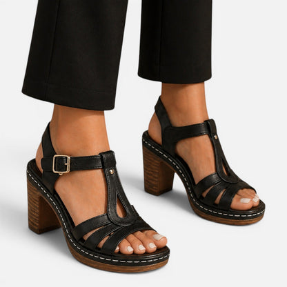 Damen Lederoptik Sandalen | Elegante Blockabsatz Sommerschuhe für Stilvolle Outfits