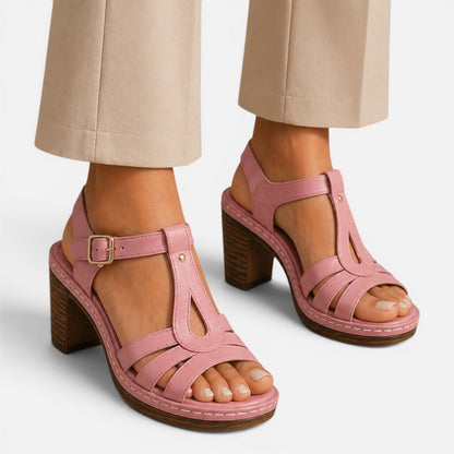 Damen Lederoptik Sandalen | Elegante Blockabsatz Sommerschuhe für Stilvolle Outfits