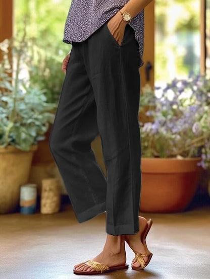 Damen Leichte Sommerhose | Bequeme Gerade Schnitt Strandhose 1