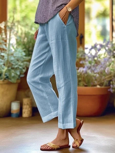 Damen Leichte Sommerhose | Bequeme Gerade Schnitt Strandhose 3