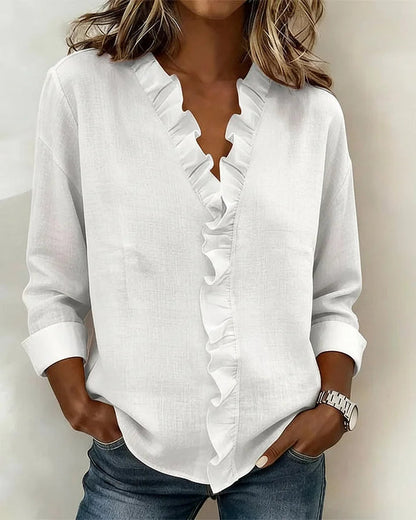Damen Leichte Viskose Bluse | Elegantes Design mit Dreiviertelärmeln in Hellrosa
