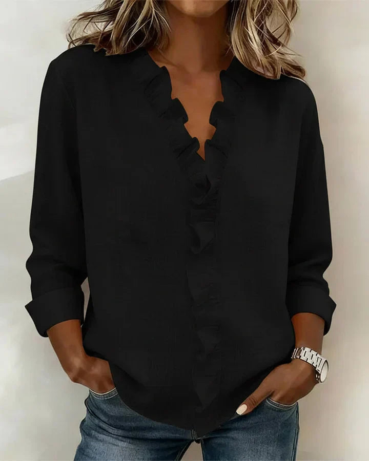 Damen Leichte Viskose Bluse | Elegantes Design mit Dreiviertelärmeln in Hellrosa