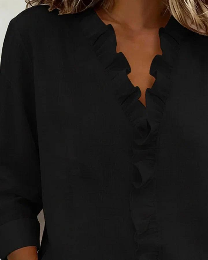 Damen Leichte Viskose Bluse | Elegantes Design mit Dreiviertelärmeln in Hellrosa