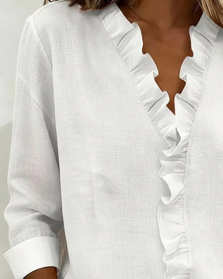 Damen Leichte Viskose Bluse | Elegantes Design mit Dreiviertelärmeln in Hellrosa