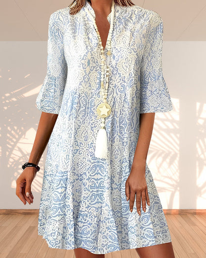 Damen Leichter Paisley Druck Sommerkleid | Elegantes Entspanntes Midi-Kleid