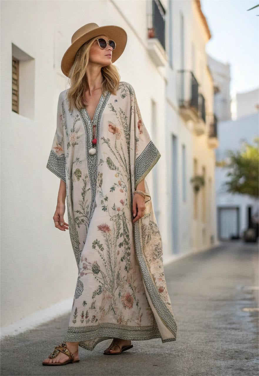 Damen Leichtes Baumwoll-Kaftankleid | Fließendes Bohemian Sommerkleid 4