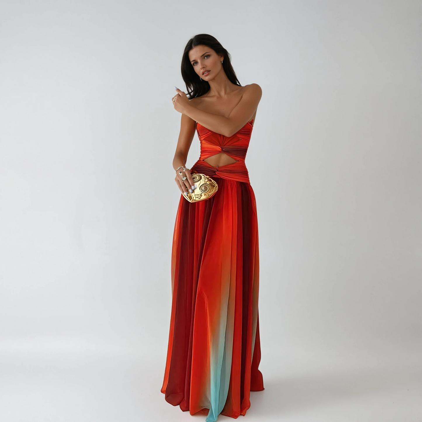 Damen Luftiges A-Linien Maxikleid | Elegantes Trägerloses Abendkleid 1
