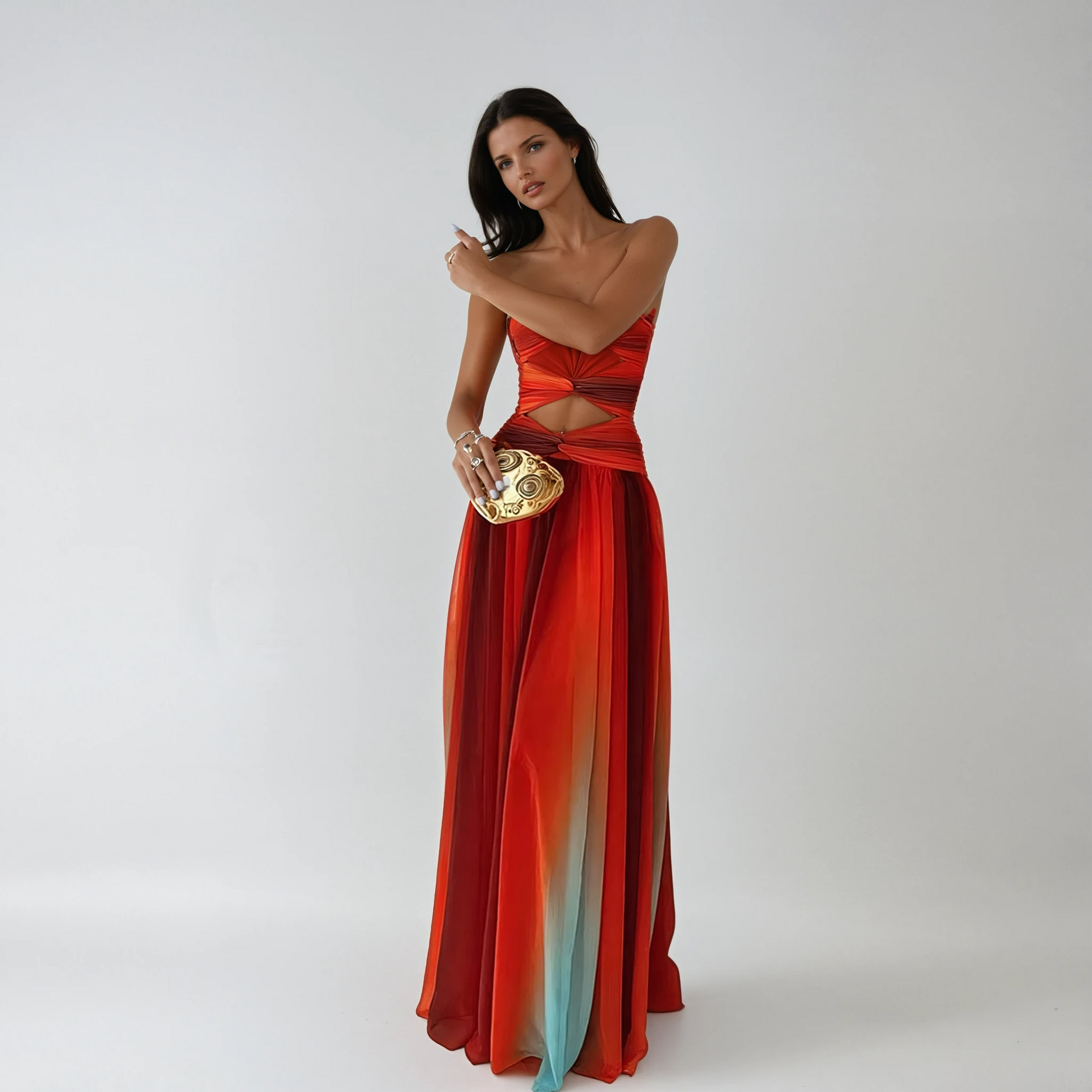 Damen Luftiges A-Linien Maxikleid | Elegantes Trägerloses Abendkleid 1