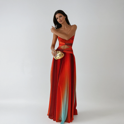 Damen Luftiges A-Linien Maxikleid | Elegantes Trägerloses Abendkleid 1