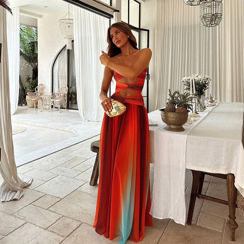Damen Luftiges A-Linien Maxikleid | Elegantes Trägerloses Abendkleid 2