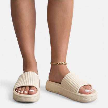 Damen Minimalistische Synthetik Slide-Sandalen | Bequeme Gepolsterte Sommerschuhe