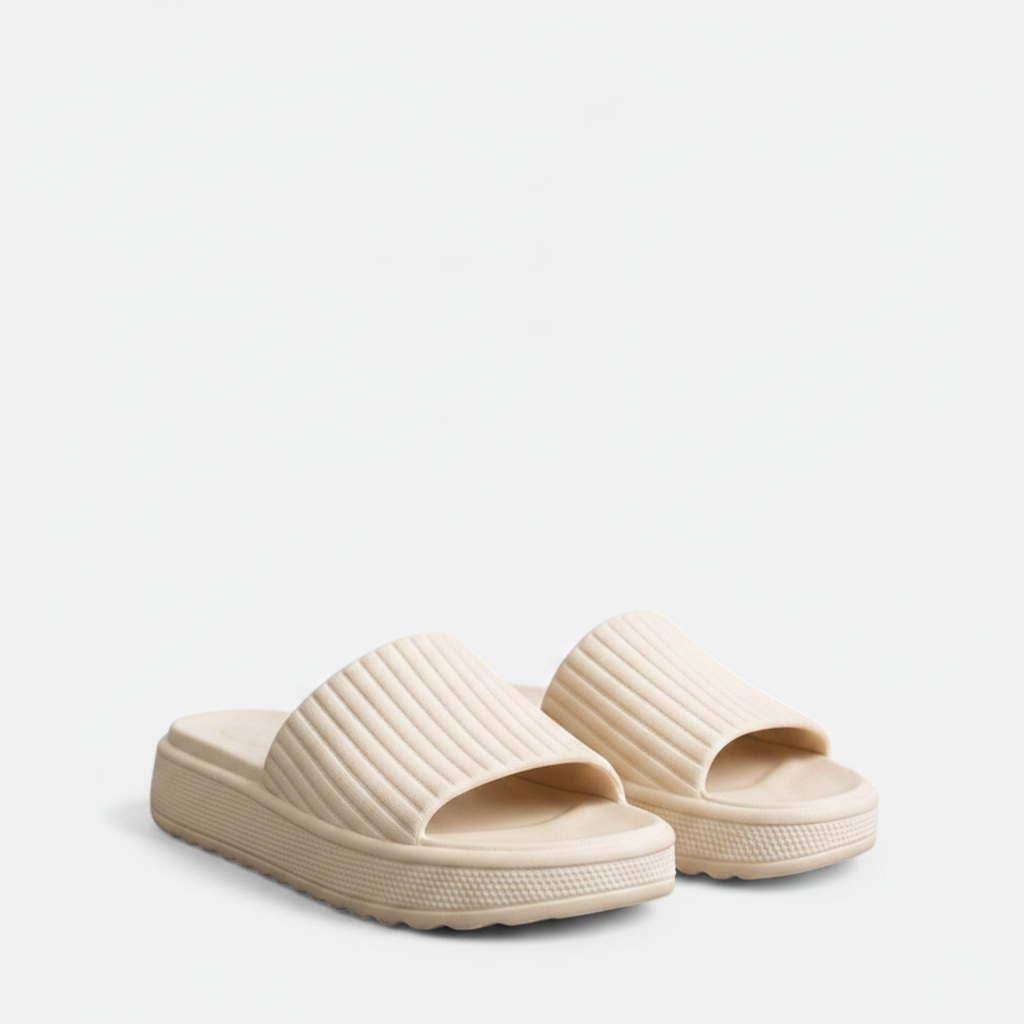 Damen Minimalistische Synthetik Slide-Sandalen | Bequeme Gepolsterte Sommerschuhe