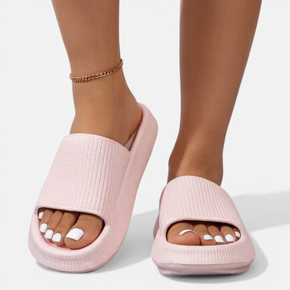 Damen Minimalistische Synthetik Slide-Sandalen | Bequeme Gepolsterte Sommerschuhe