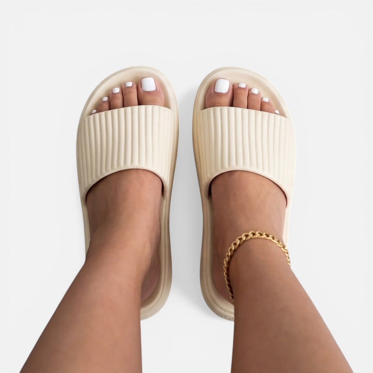 Damen Minimalistische Synthetik Slide-Sandalen | Bequeme Gepolsterte Sommerschuhe