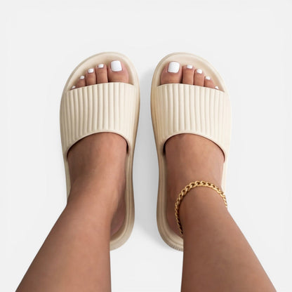 Damen Minimalistische Synthetik Slide-Sandalen | Bequeme Gepolsterte Sommerschuhe
