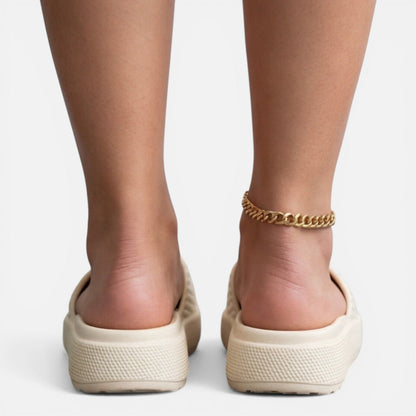 Damen Minimalistische Synthetik Slide-Sandalen | Bequeme Gepolsterte Sommerschuhe
