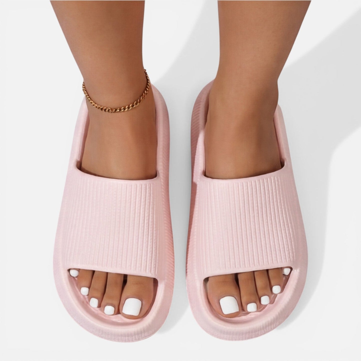 Damen Minimalistische Synthetik Slide-Sandalen | Bequeme Gepolsterte Sommerschuhe
