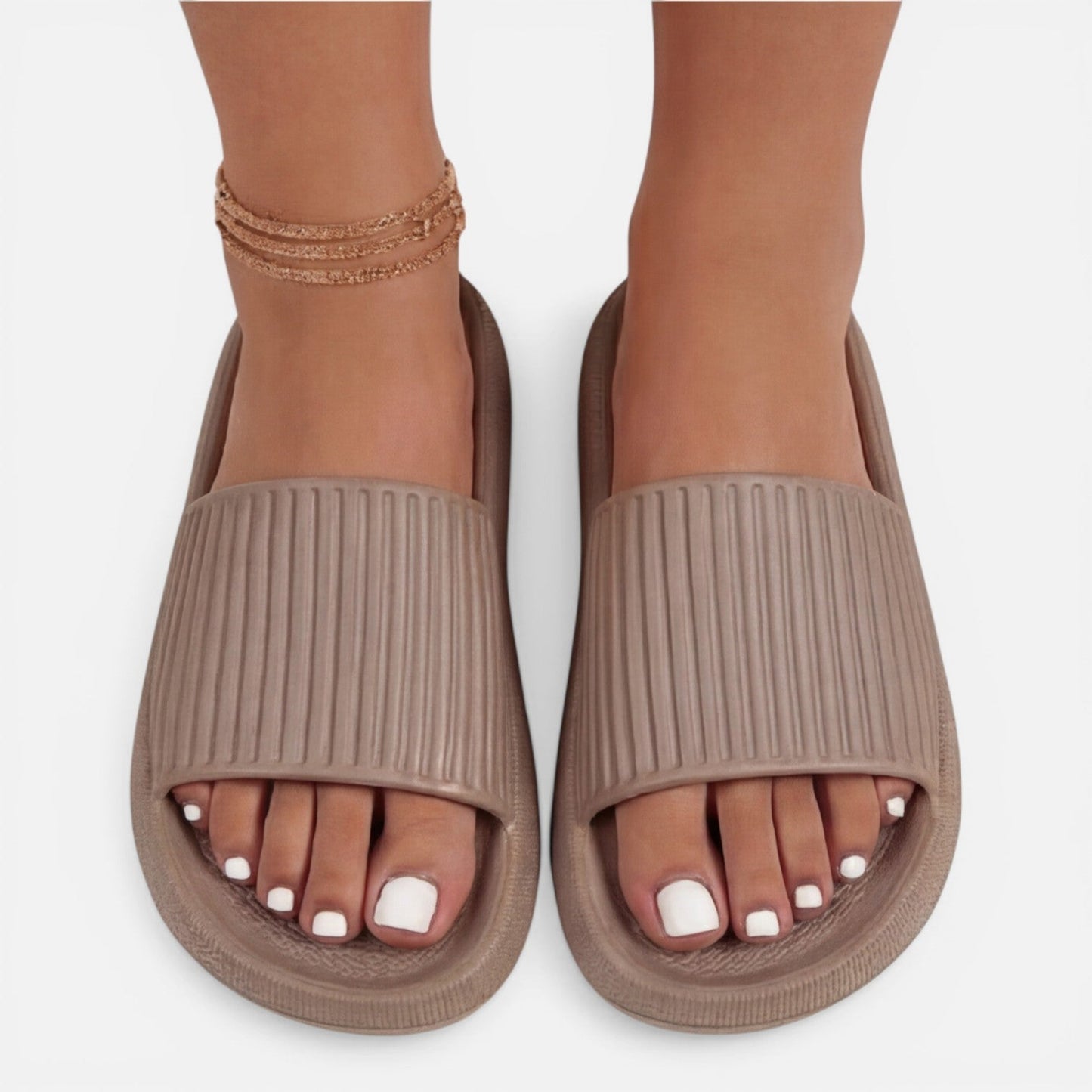 Damen Minimalistische Synthetik Slide-Sandalen | Bequeme Gepolsterte Sommerschuhe