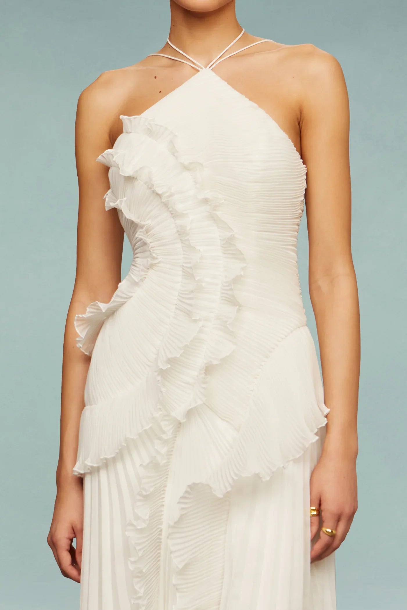 Damen Plissiertes Maxikleid | Romantisches Sommer Kleid Lang mit Rüschen