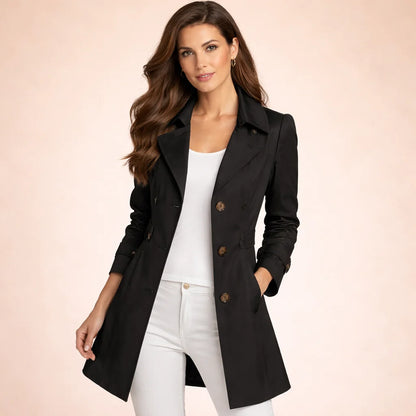 Damen Polyester Trenchcoat | Klassisch Eleganter Übergangs-Mantel 2