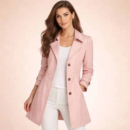 Damen Polyester Trenchcoat | Klassisch Eleganter Übergangs-Mantel 3