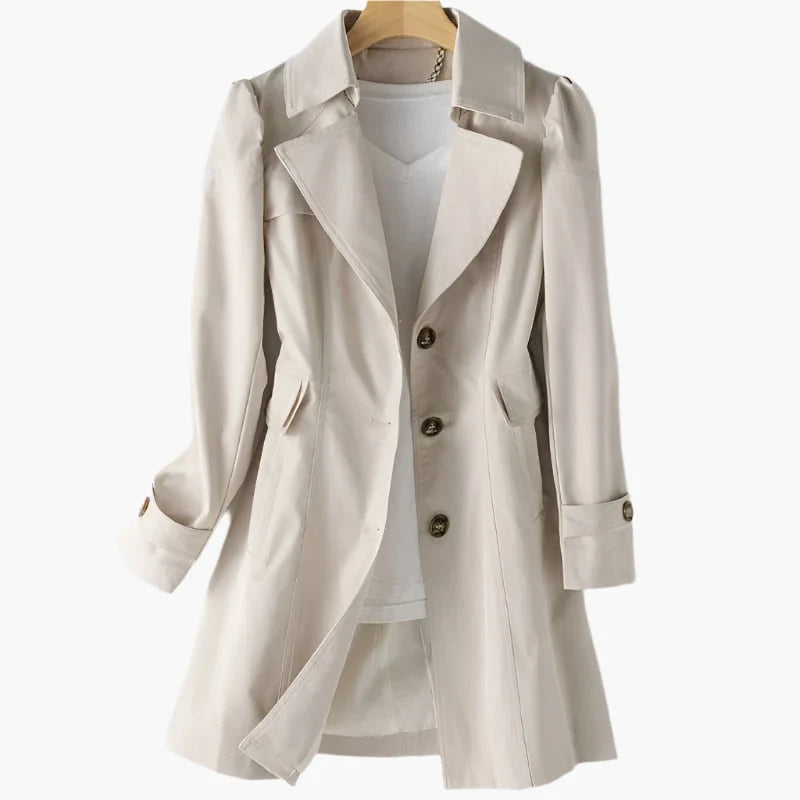 Damen Polyester Trenchcoat | Klassisch Eleganter Übergangs-Mantel 4
