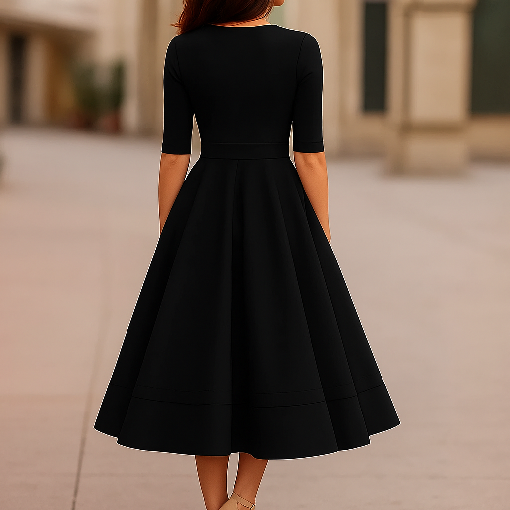 Damen Retro-inspiriertes Midi-Kleid | Elegante A-Linien-Silhouette für Hochzeitsgast oder Sommeranlässe 2
