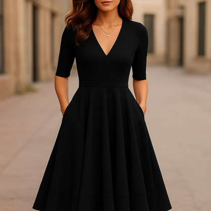 Damen Retro-inspiriertes Midi-Kleid | Elegante A-Linien-Silhouette für Hochzeitsgast oder Sommeranlässe 4