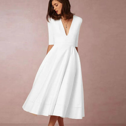 Damen Retro-inspiriertes Midi-Kleid | Elegante A-Linien-Silhouette für Hochzeitsgast oder Sommeranlässe 6