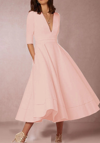 Damen Retro-inspiriertes Midi-Kleid | Elegante A-Linien-Silhouette für Hochzeitsgast oder Sommeranlässe 9