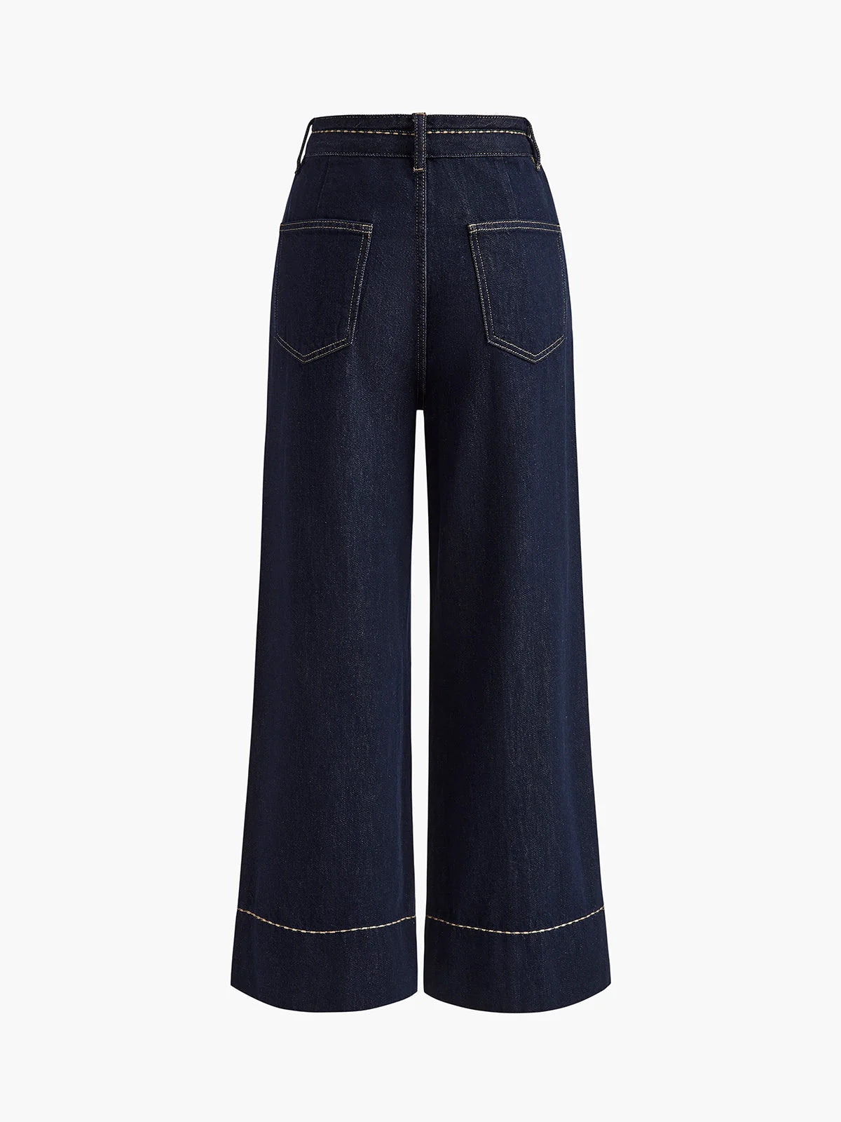 Damen Schwarze Denim Jeans | Weite Beinform mit Mittelhohem Bund 2