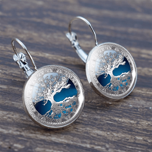 Damen Silber Lebensbaum Creolen | Elegante Ohrringe für Jeden Anlass