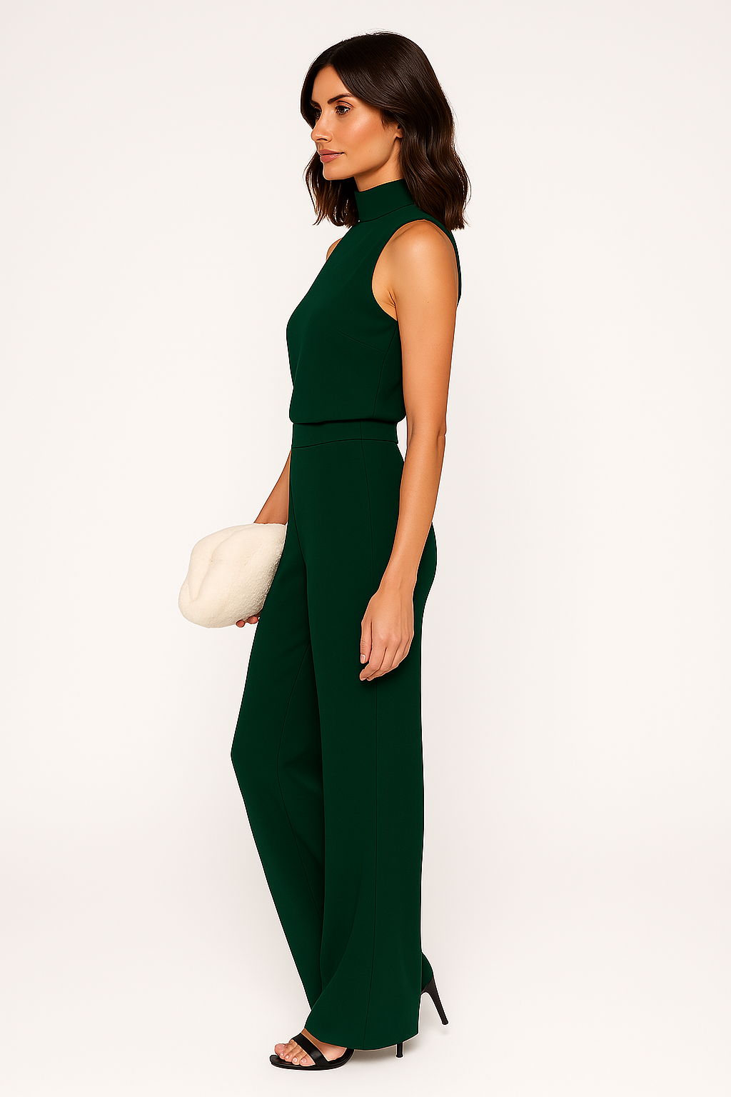 Damen Smaragdgrüner Ärmeloser Overall | Elegante Weite Bein Silhouette 4