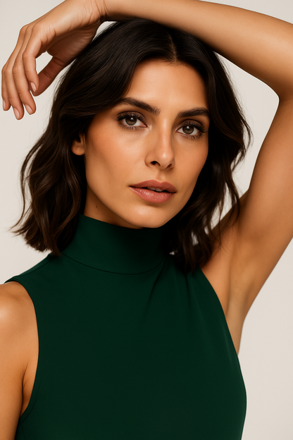 Damen Smaragdgrüner Ärmeloser Overall | Elegante Weite Bein Silhouette 6
