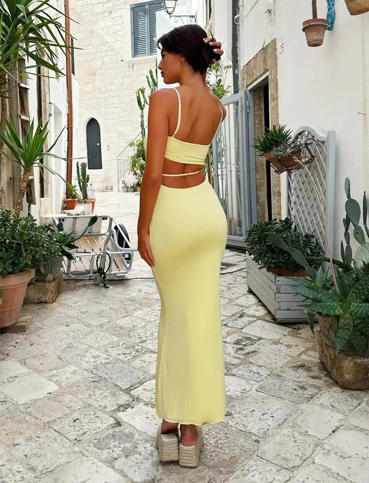 Damen Sommerparty Maxikleid | Elegantes Rückenfreies Figurbetontes Kleid 3