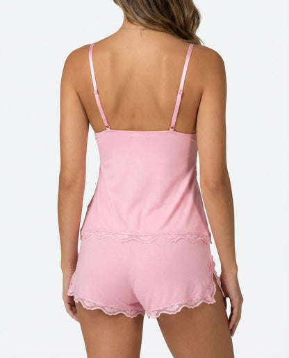 Damen Spitze Cami-Set | Elegantes Nachtwäsche Set mit Schleifendetail