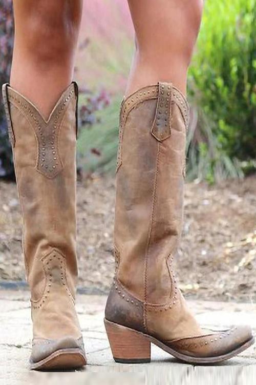 Damen Strapazierfähige Synthetik Cowboystiefel | Stilvolle und Bequeme Westernstiefel 1