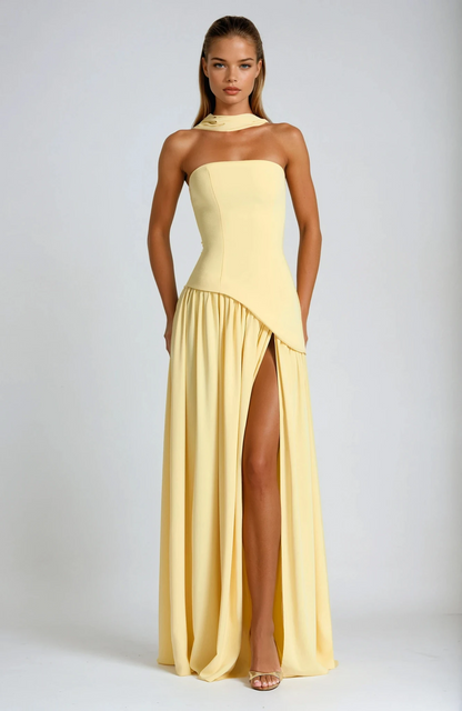 Damen Strapless Maxi Kleid | Elegantes Fließendes Sommerkleid 1