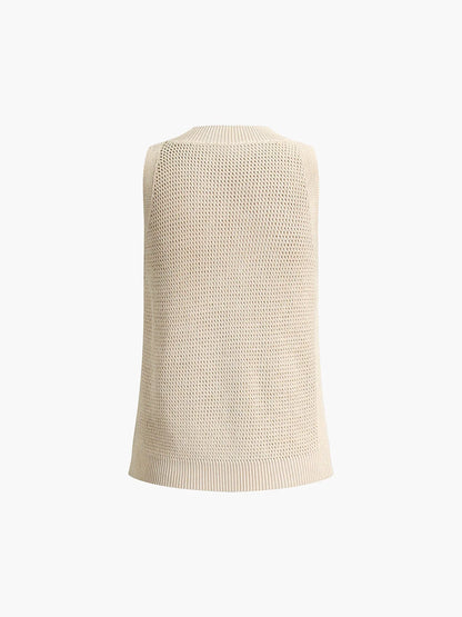 Damen Stricktop Polyester-Mix Ärmellos | Bequemes Rundhals-Tanktop 7