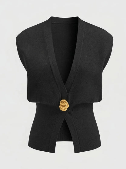 Damen Strickweste | Elegante V-Ausschnitt Ärmellose Weste 0