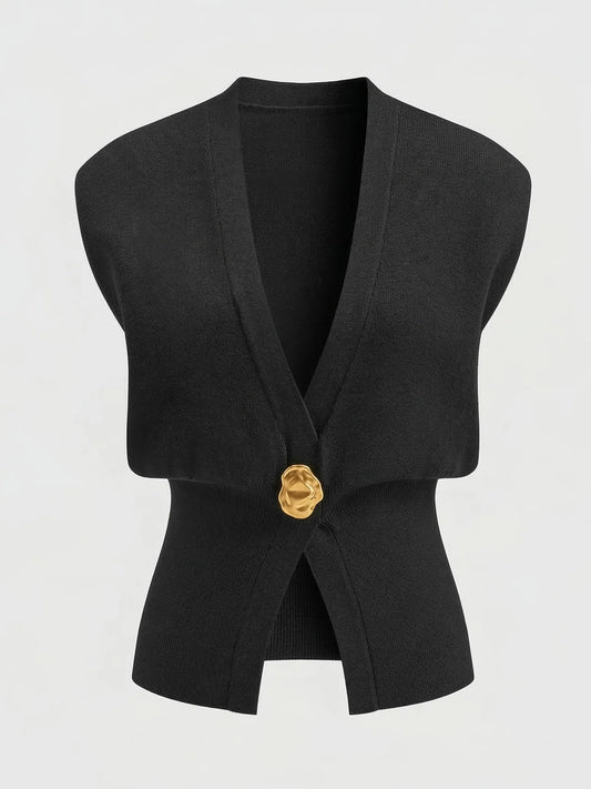 Damen Strickweste | Elegante V-Ausschnitt Ärmellose Weste 0