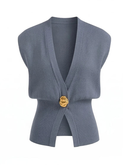 Damen Strickweste | Elegante V-Ausschnitt Ärmellose Weste 9
