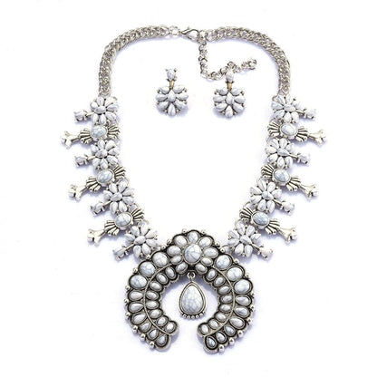 Women's Southwest Turquoise Flower Necklace | Elegant Jewelry Set for Special Occasions