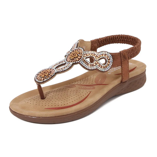Damen Synthetik Slip-On Sandalen | Bequeme Glitzer Sommerschuhe für den Strand